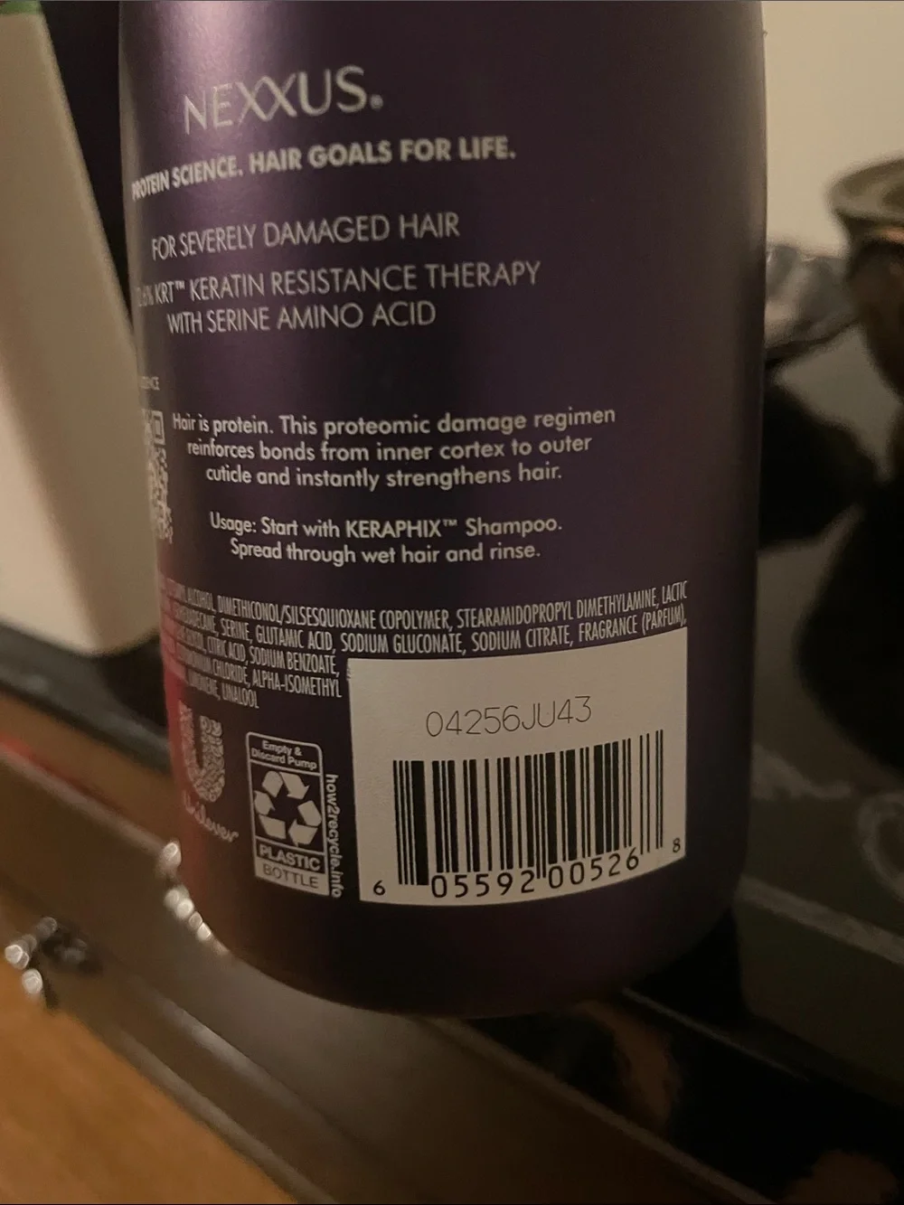 Drunk Elephant Cocomino Glossing Shampoo and Nexxus Keraphix repair